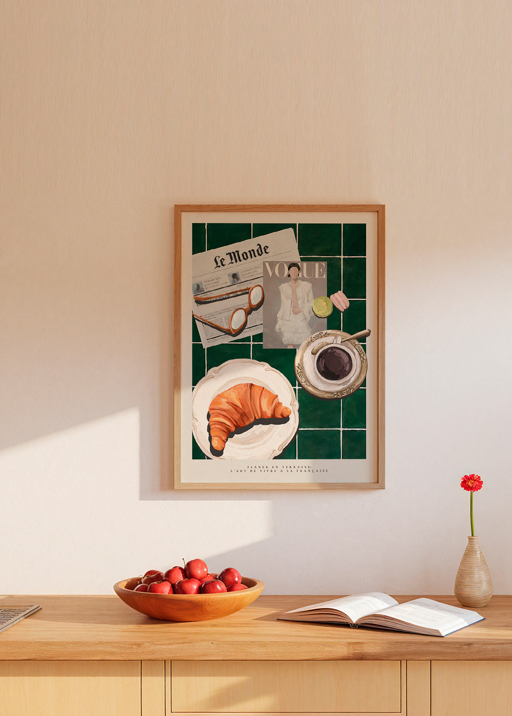 Obraz do kuchyně s croissantem a kávou