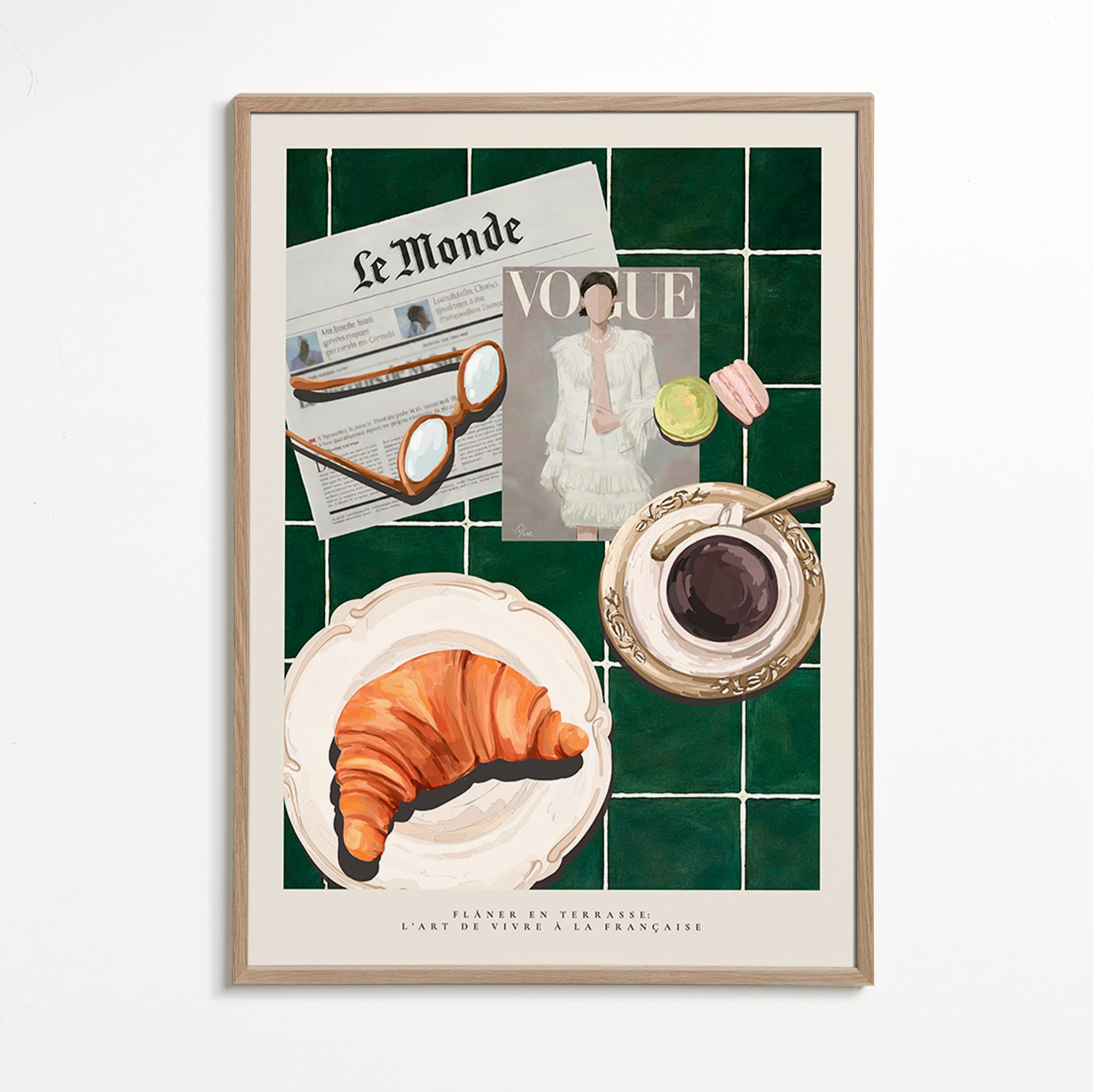 Obraz do kuchyně s croissantem a kávou