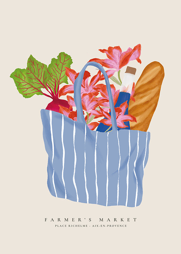 Obraz do kuchyně s ilustrací tržní tašky
