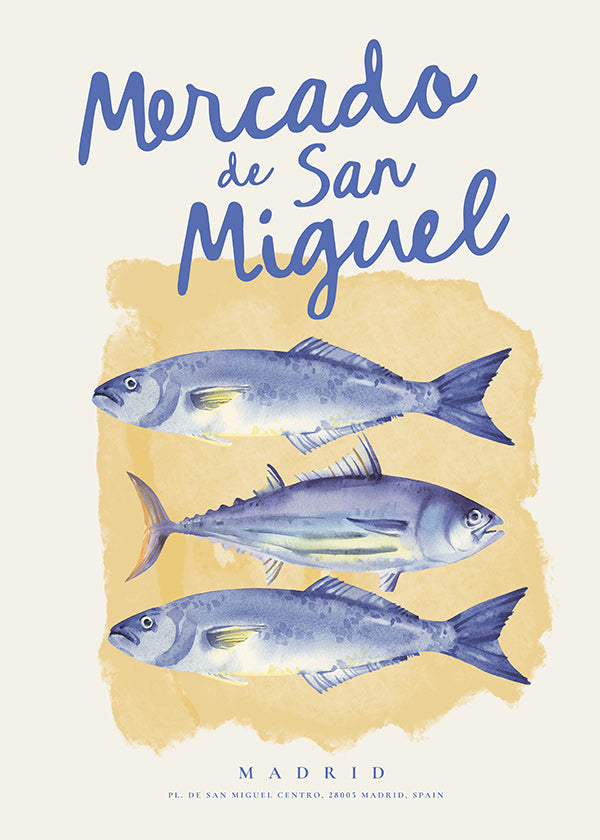 Obraz do kuchyně Mercado de San Miguel s modrými rybami