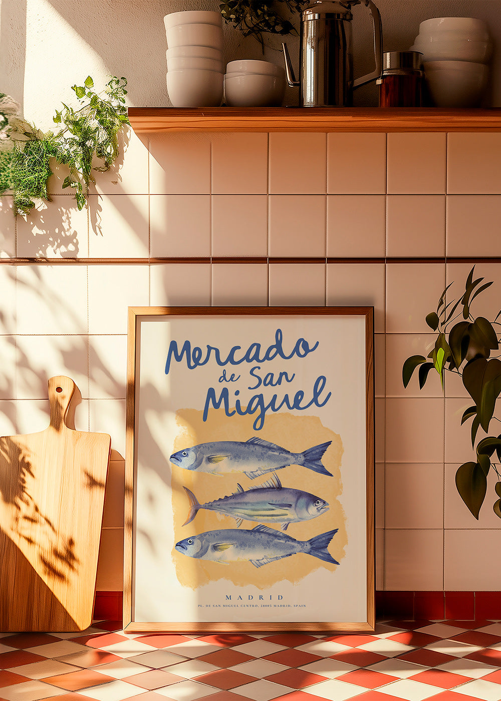 Obraz do kuchyně Mercado de San Miguel s modrými rybami