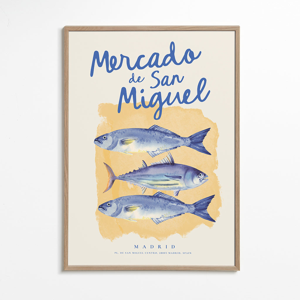 Obraz do kuchyně Mercado de San Miguel s modrými rybami