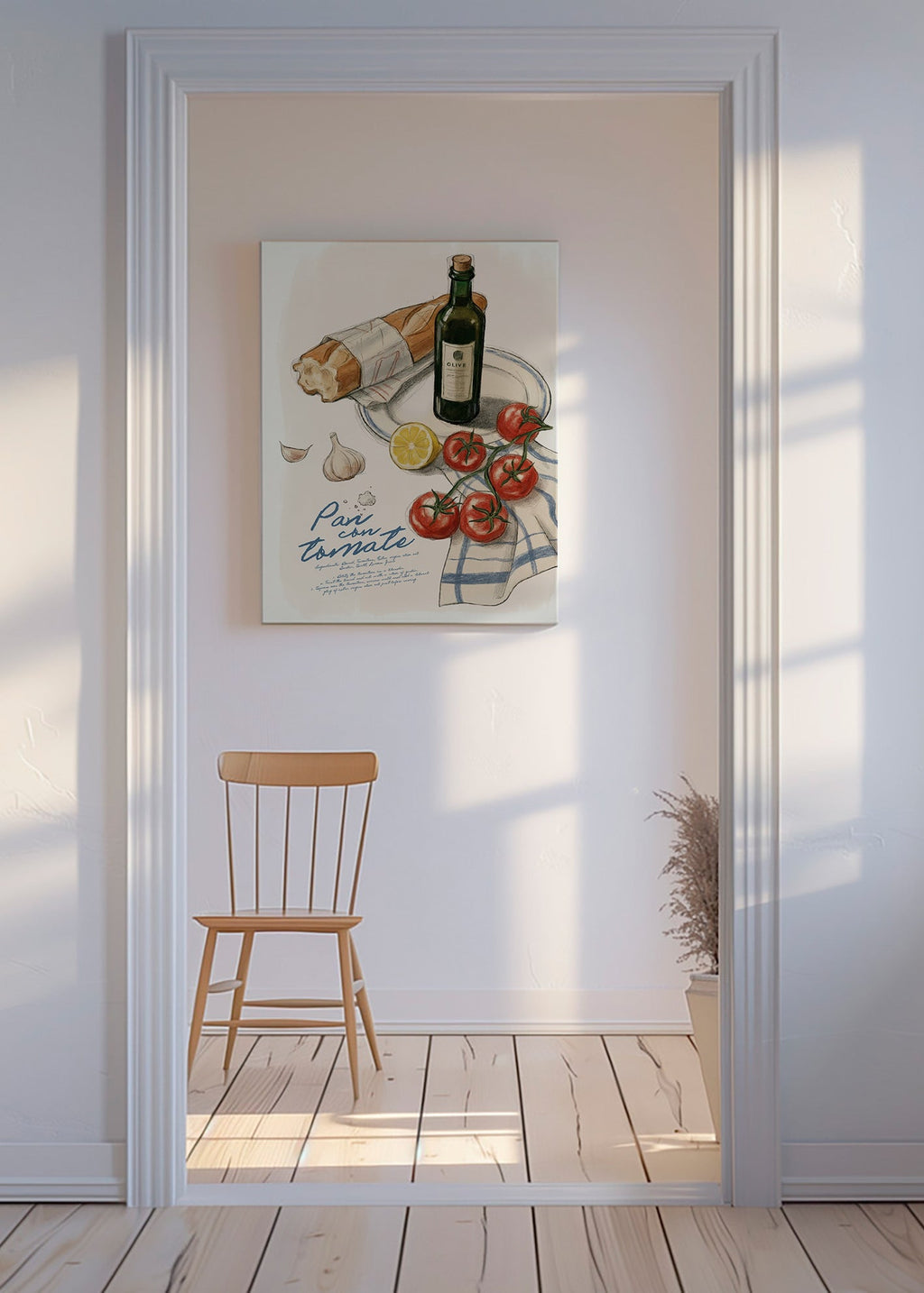 Obraz do kuchyně Chléb s rajčaty ilustrace