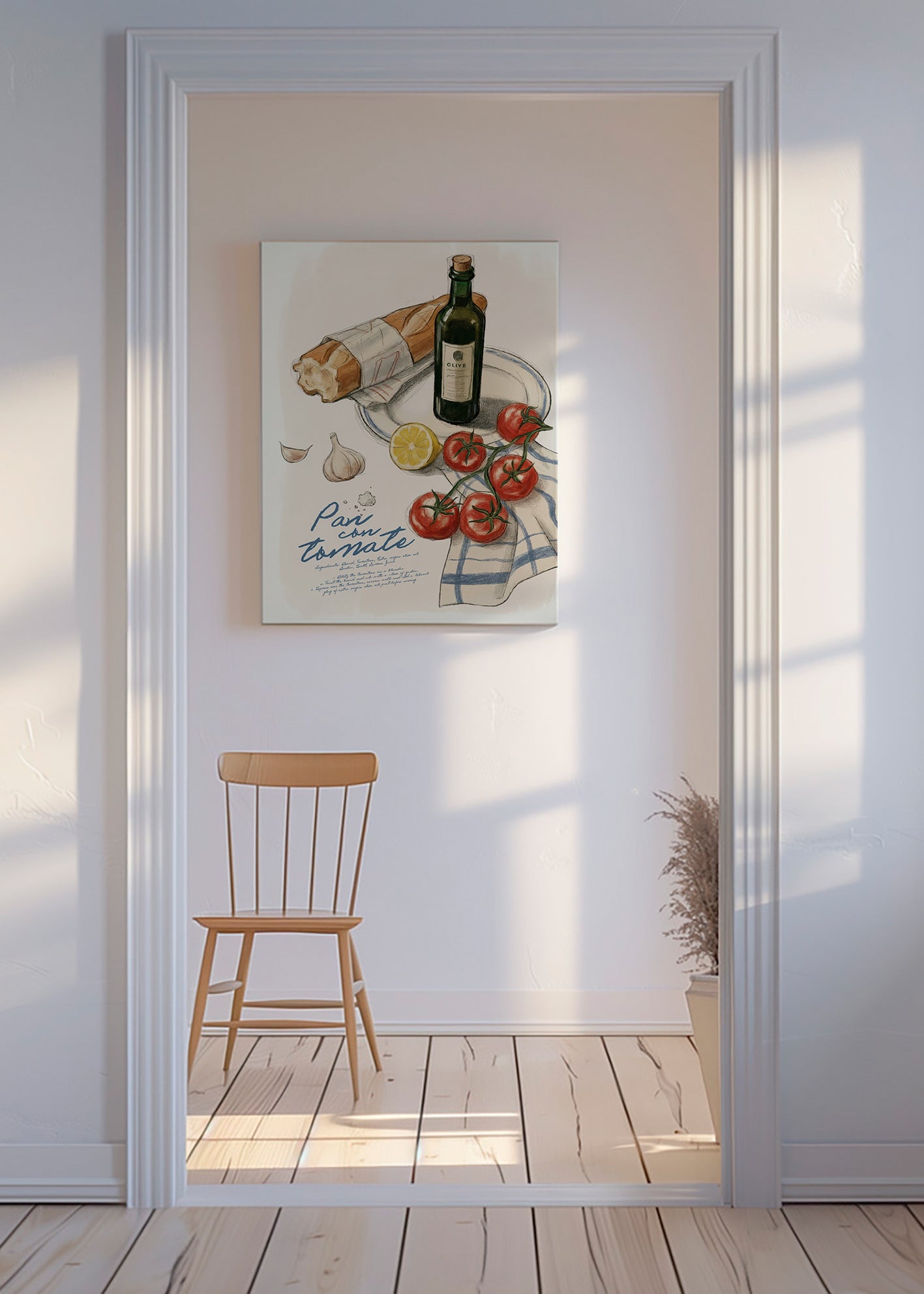 Obraz do kuchyně Chléb s rajčaty ilustrace