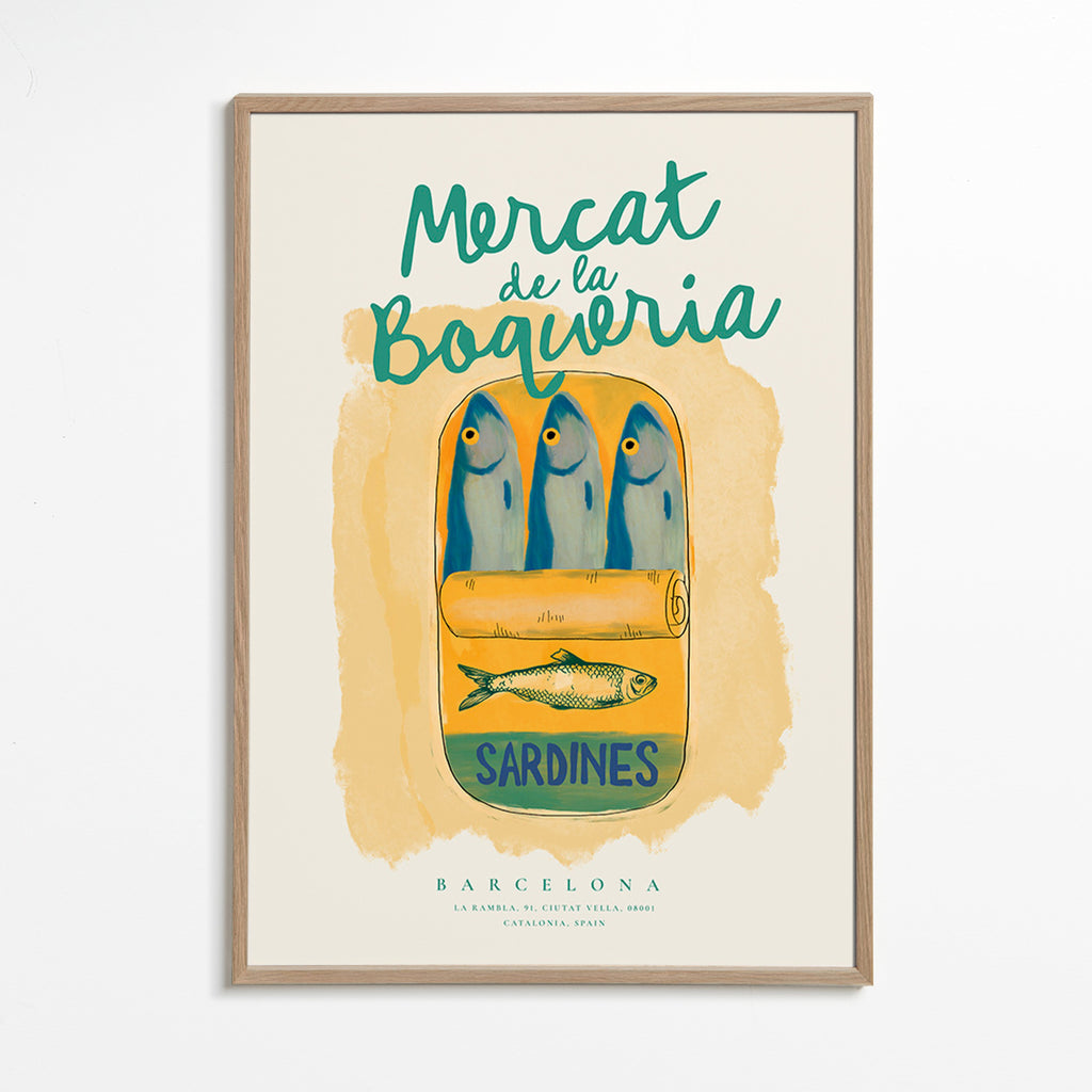 Obraz do kuchyně Mercat de la Boqueria - sardinky v plechovce