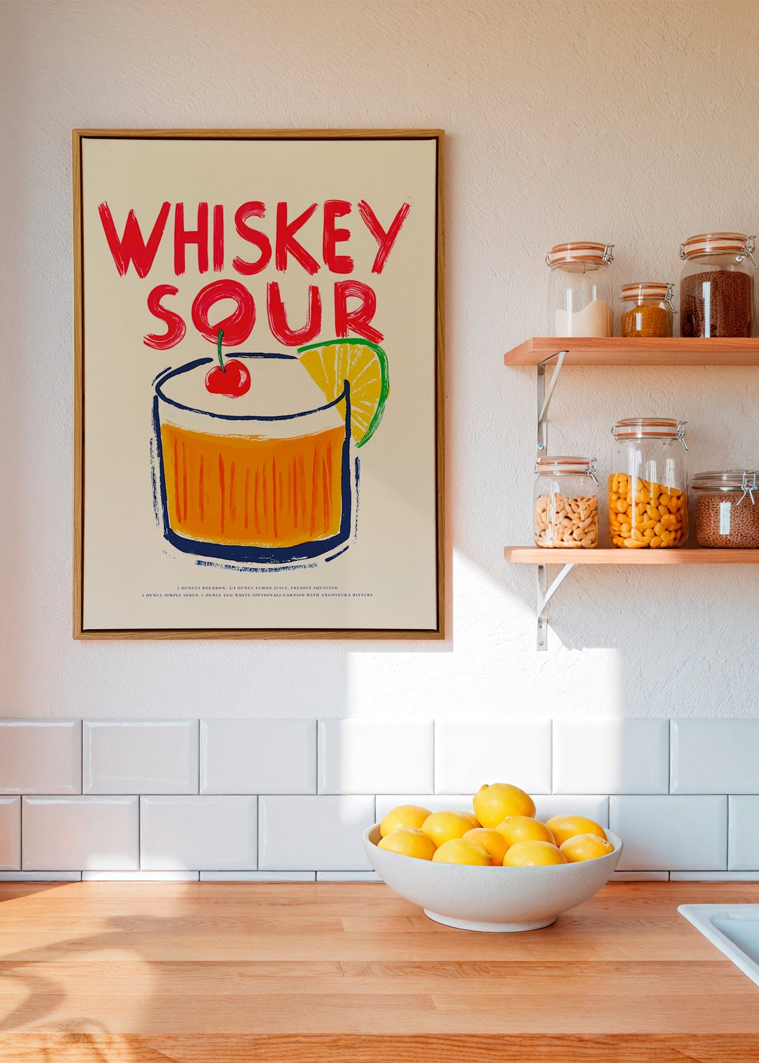 Obraz do kuchyně Whiskey Sour ilustrace koktejlu