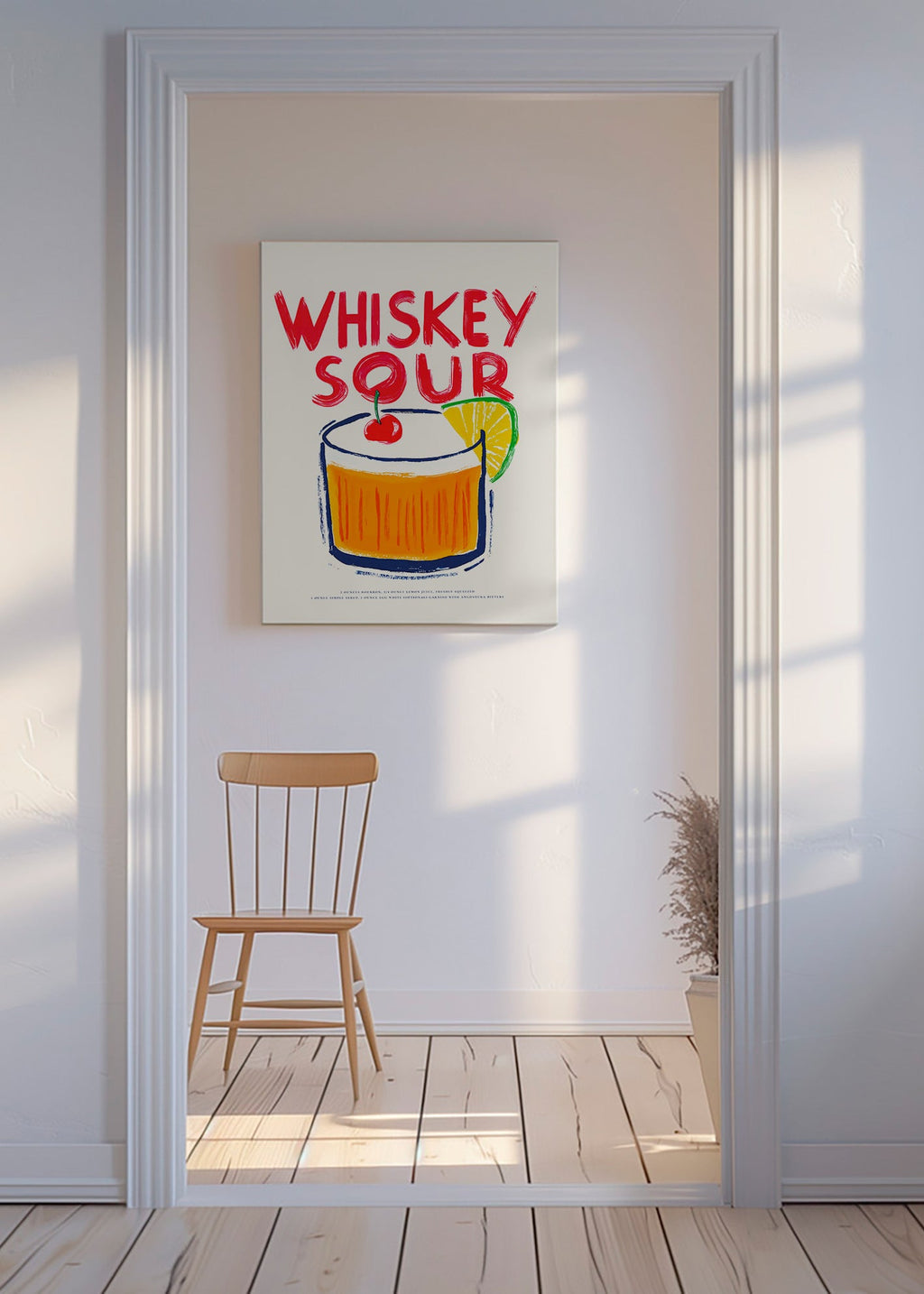 Obraz do kuchyně Whiskey Sour ilustrace koktejlu