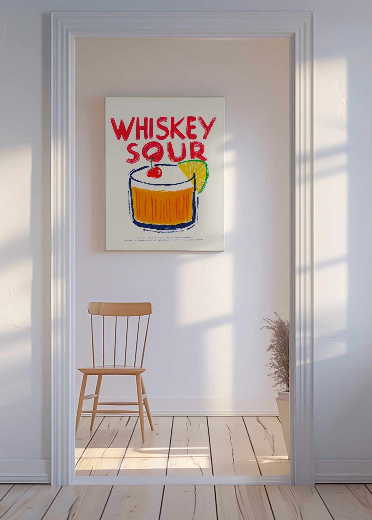 Obraz do kuchyně Whiskey Sour ilustrace koktejlu