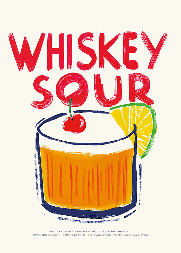 Obraz do kuchyně Whiskey Sour ilustrace koktejlu