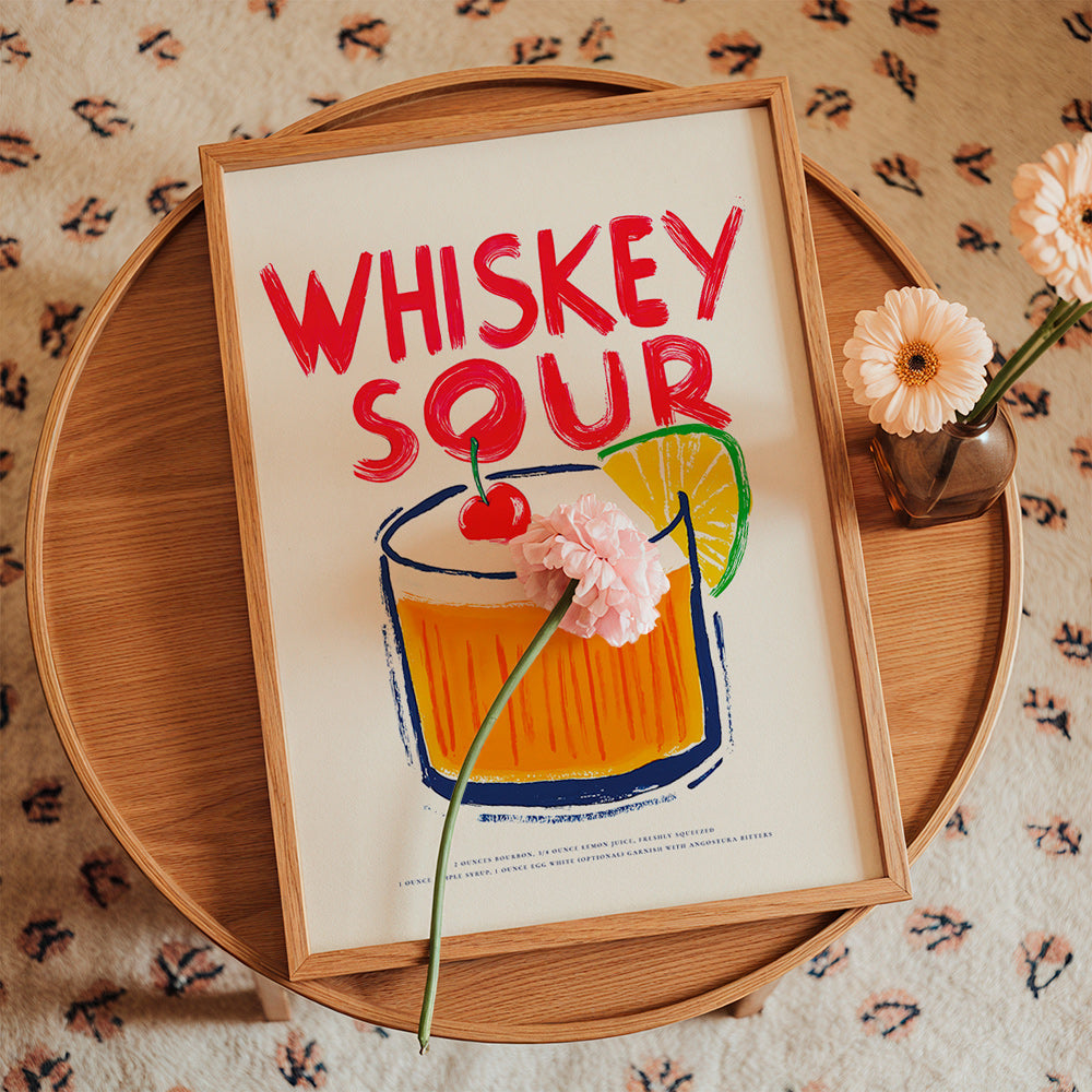 Obraz do kuchyně Whiskey Sour ilustrace koktejlu