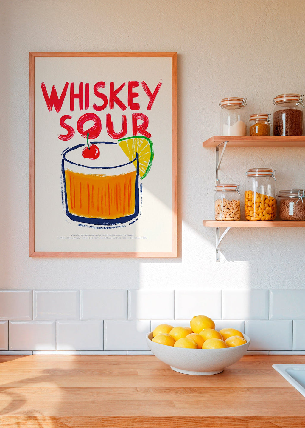 Obraz do kuchyně Whiskey Sour ilustrace koktejlu