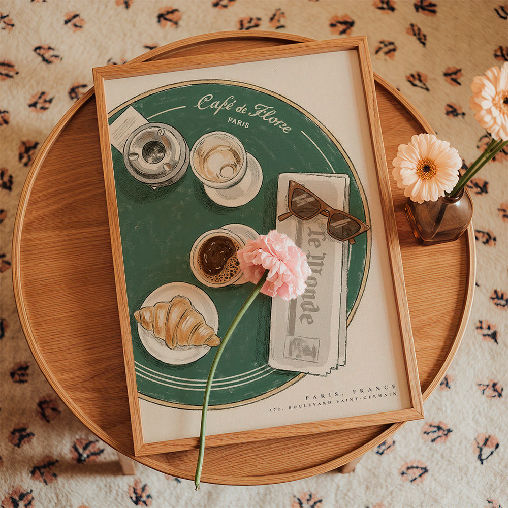 Obraz do kuchyně Café de Flore ilustrovaný croissant