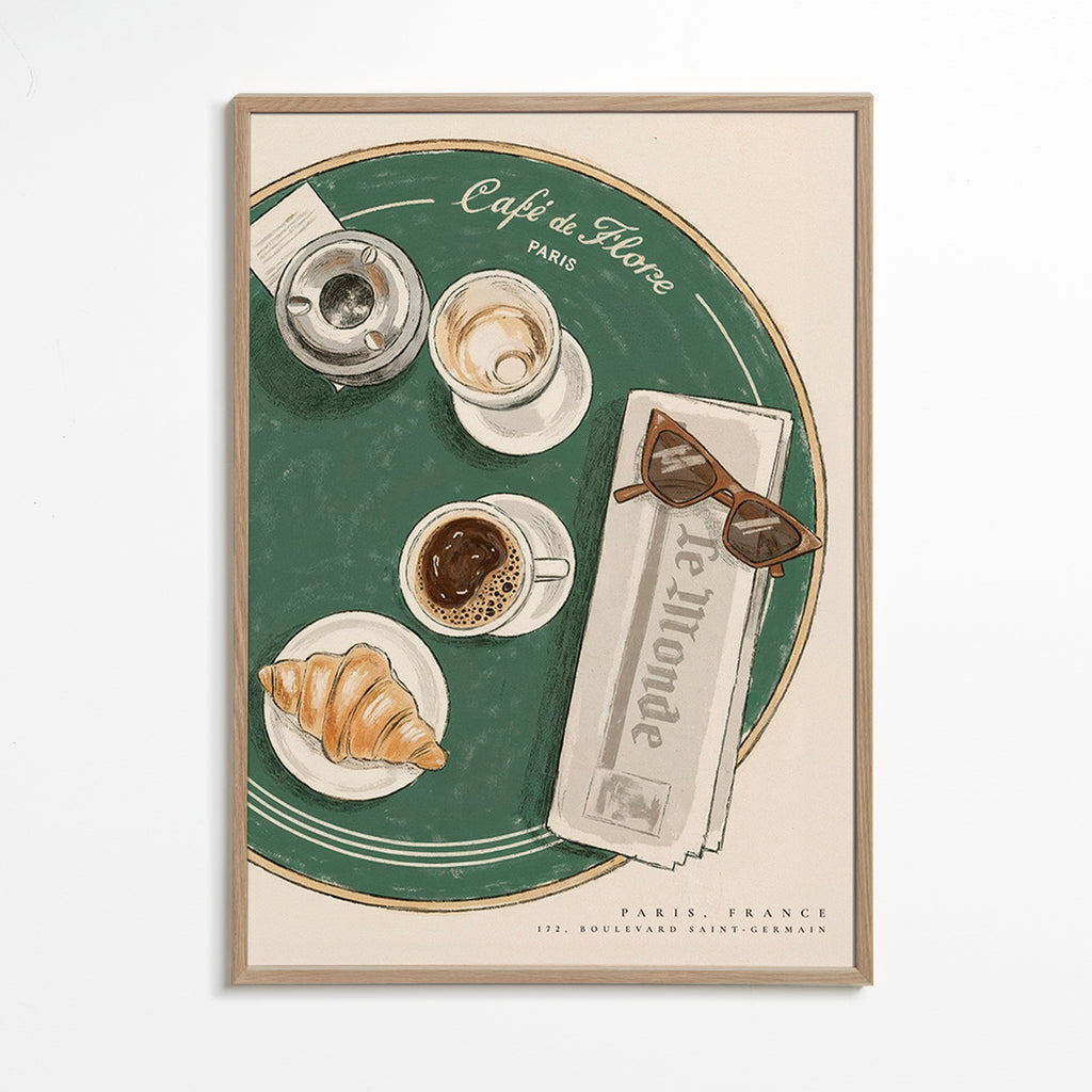 Obraz do kuchyně Café de Flore ilustrovaný croissant