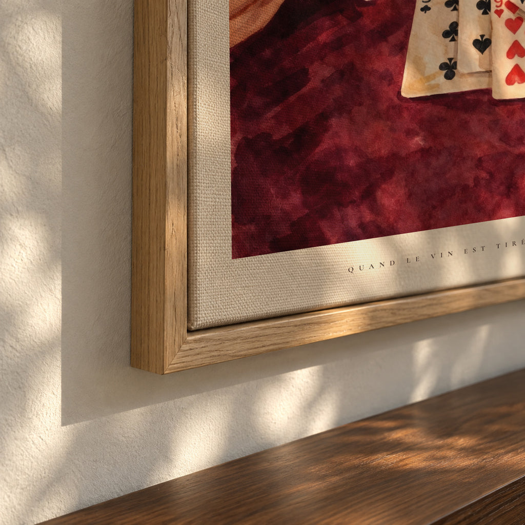 Cards & Cabernet - Framed canvas detail