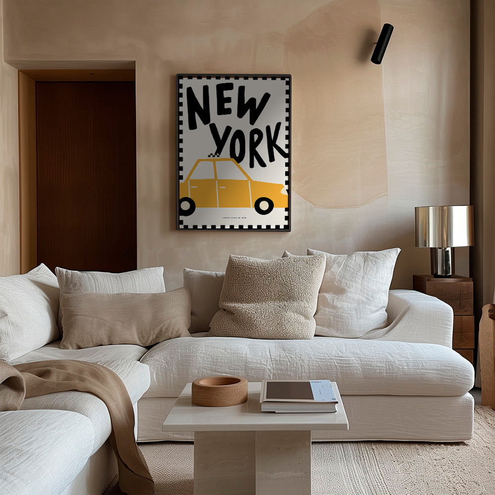 Městský plakát New York taxi s výraznou typografií