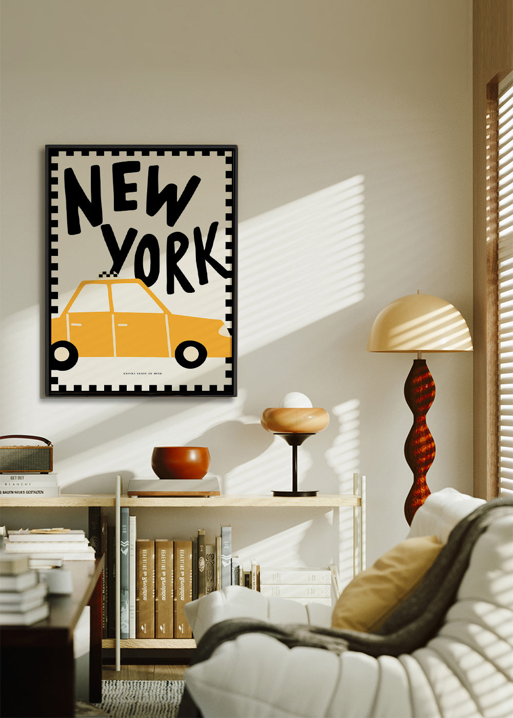 Městský plakát New York taxi s výraznou typografií