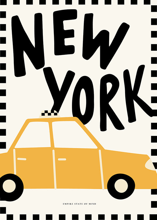 Městský plakát New York taxi s výraznou typografií