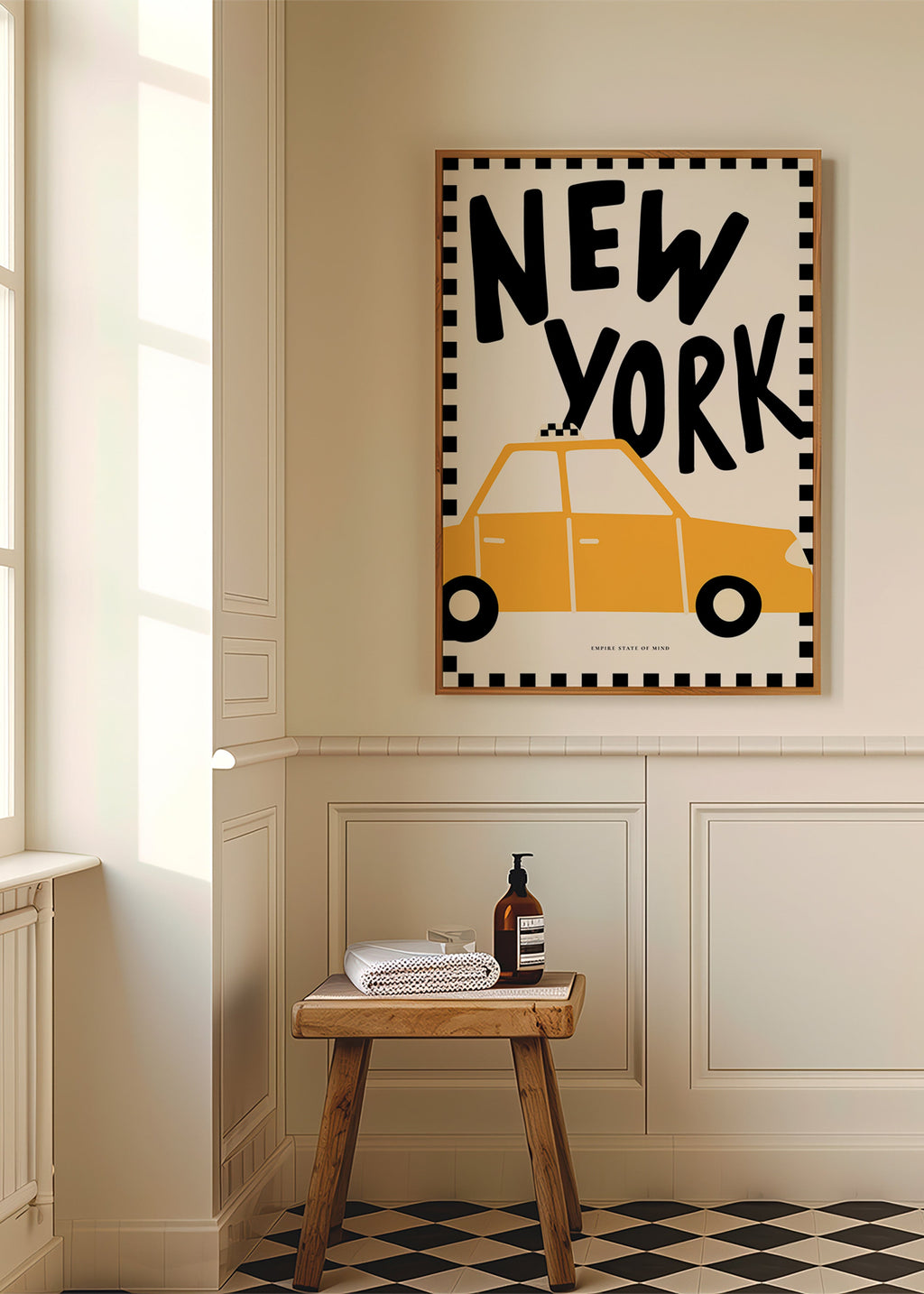 Městský plakát New York taxi s výraznou typografií