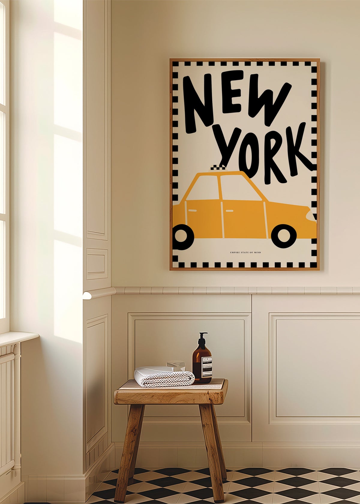 Městský plakát New York taxi s výraznou typografií