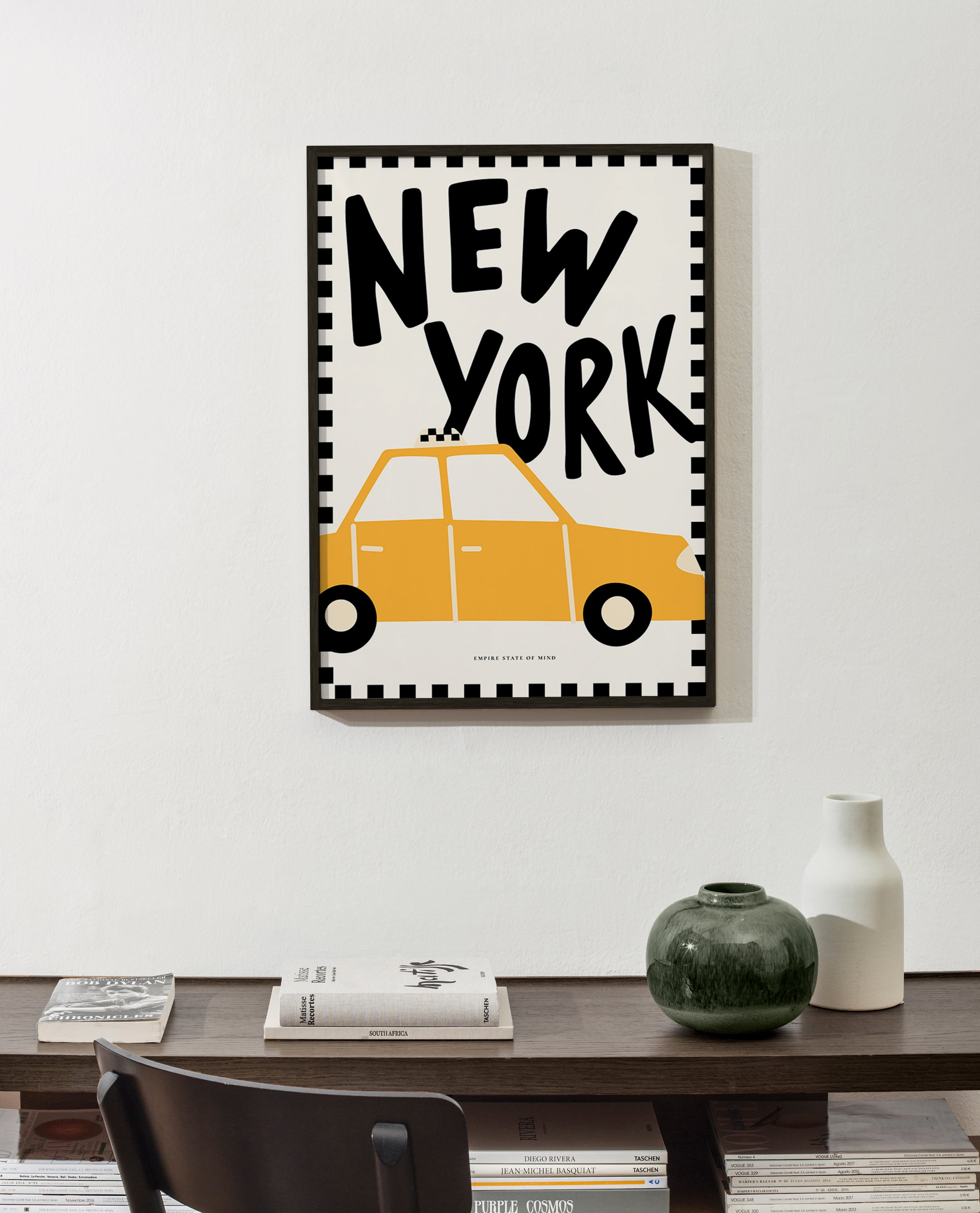Městský plakát New York taxi s výraznou typografií