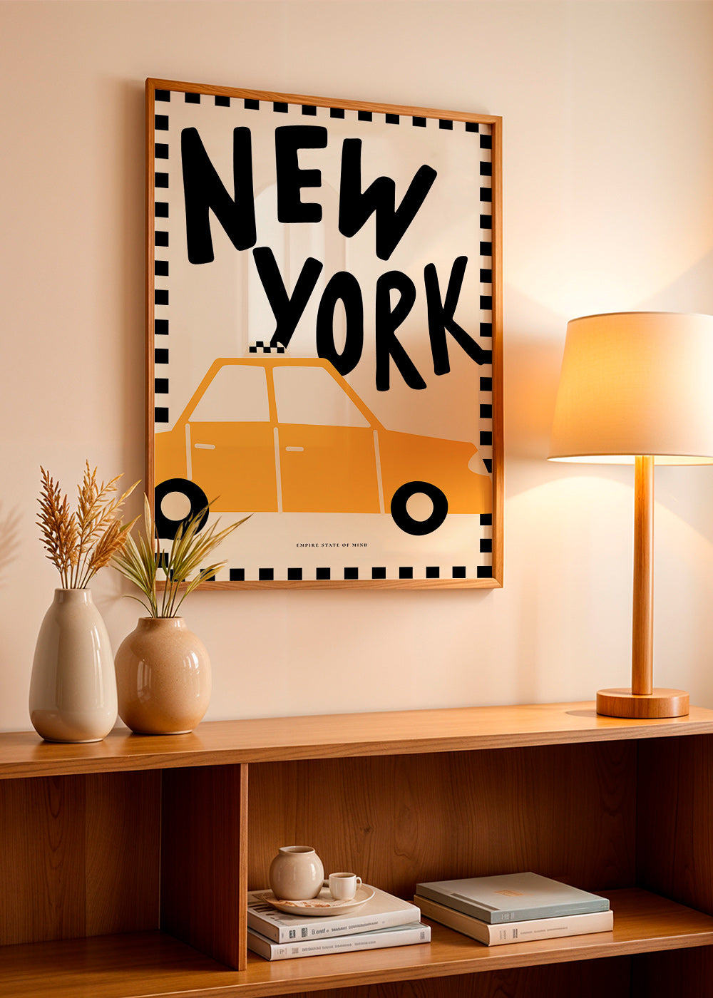 Městský plakát New York taxi s výraznou typografií