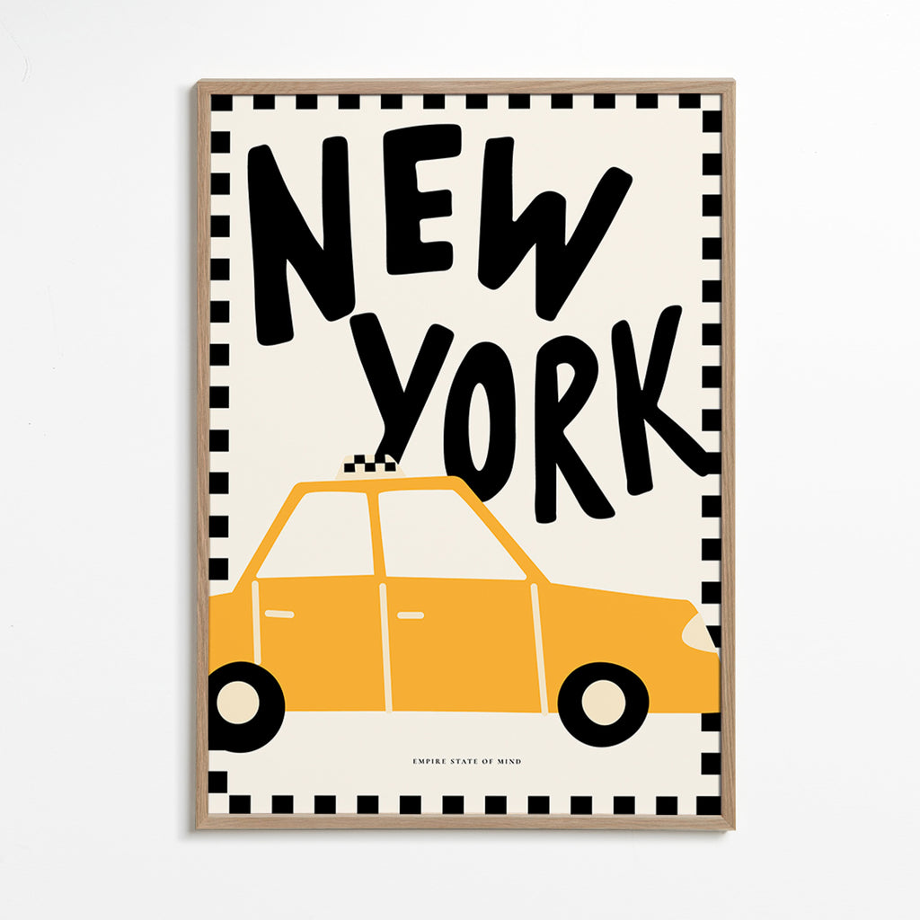 Městský plakát New York taxi s výraznou typografií