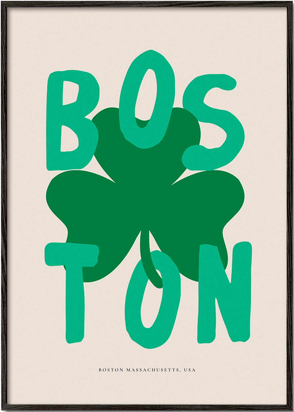 Cestovatelský plakát Boston s grafikou jetelu
