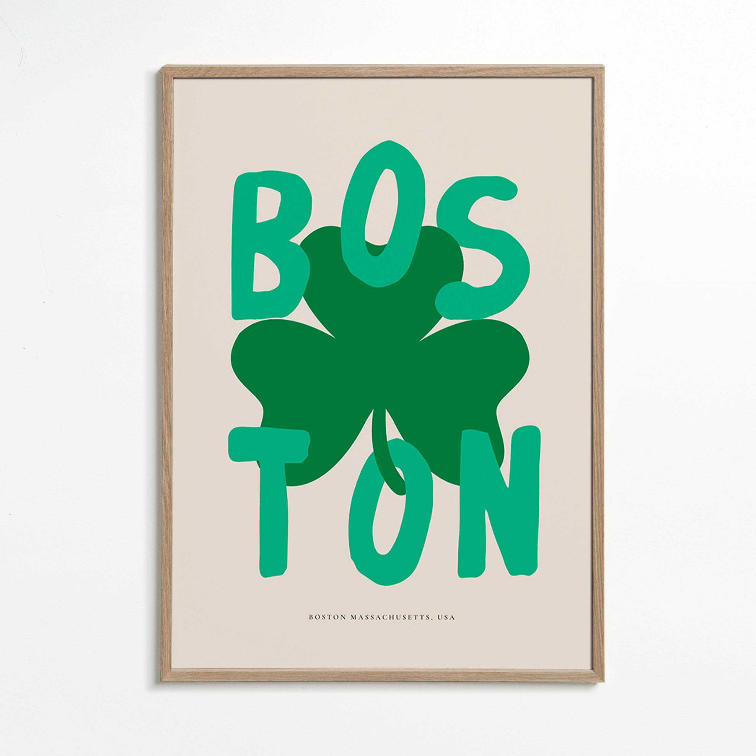 Cestovatelský plakát Boston s grafikou jetelu