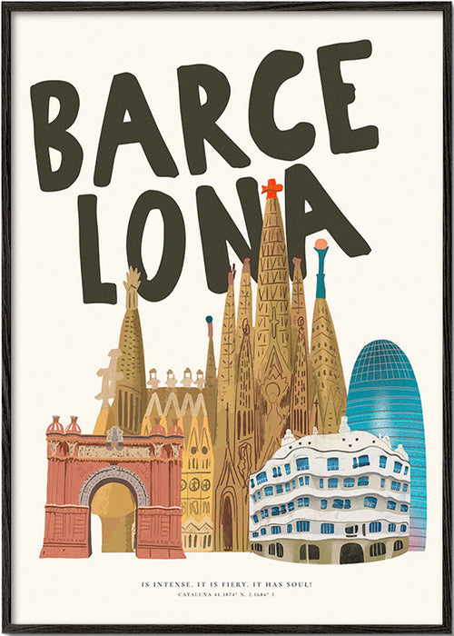 Městské umění Barcelona ilustrace s typografií