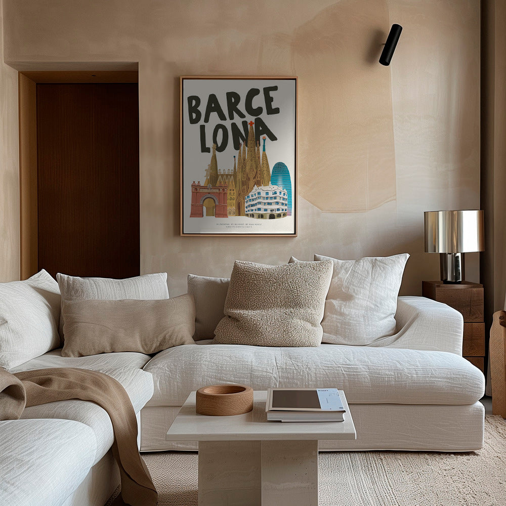 Městské umění Barcelona ilustrace s typografií