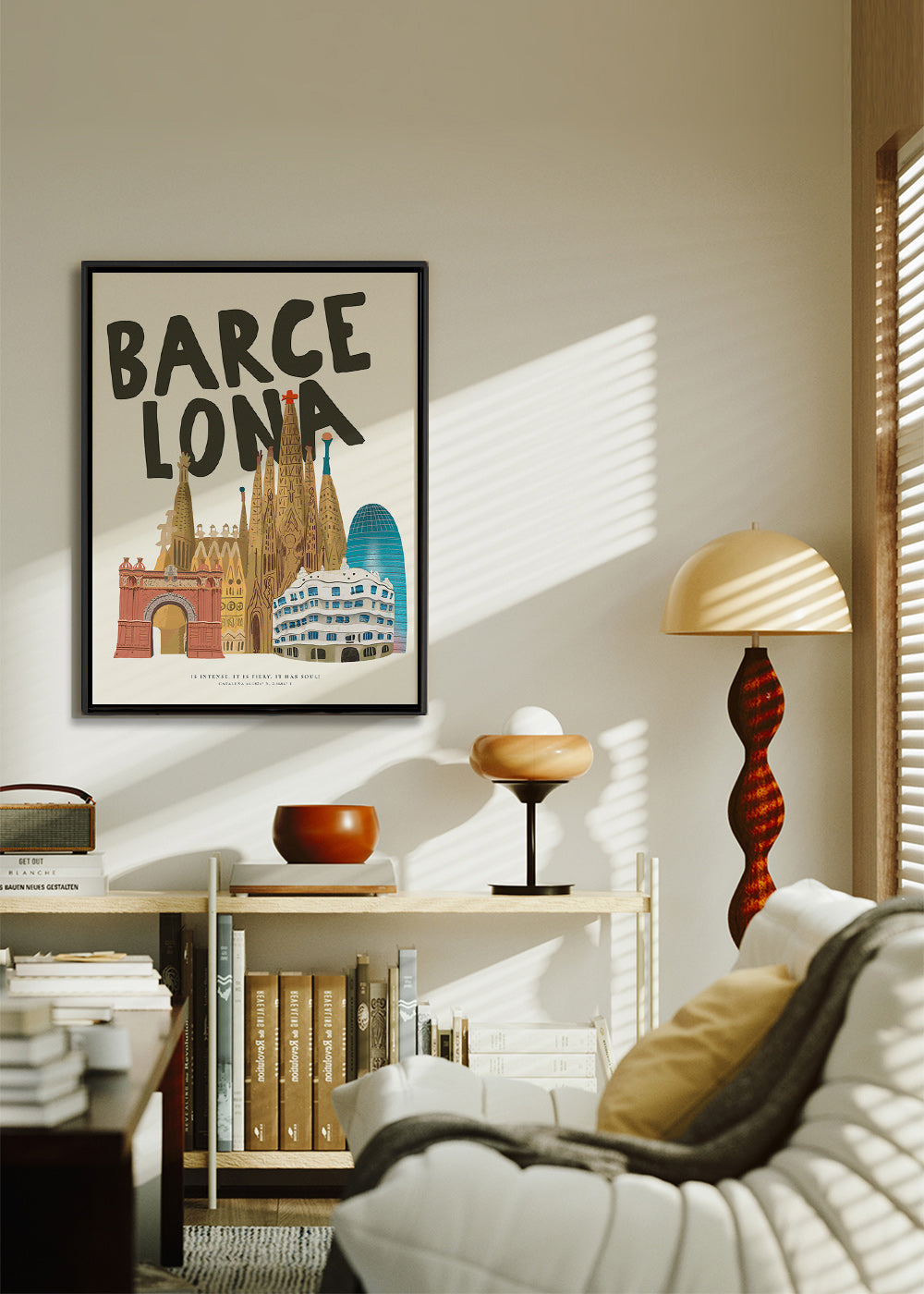 Městské umění Barcelona ilustrace s typografií