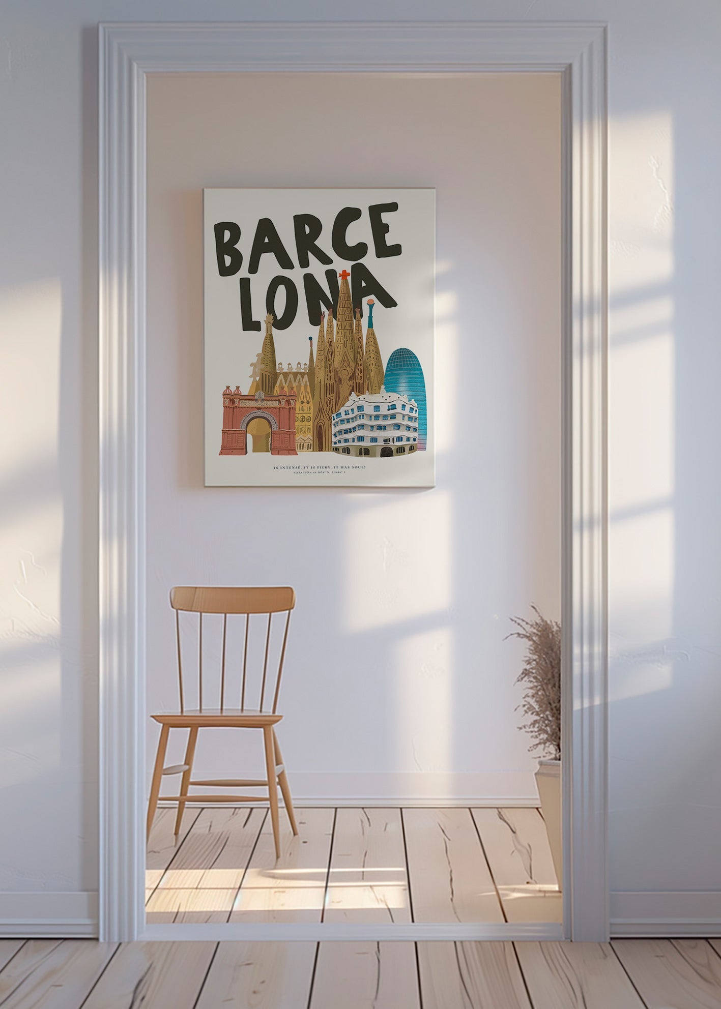 Městské umění Barcelona ilustrace s typografií