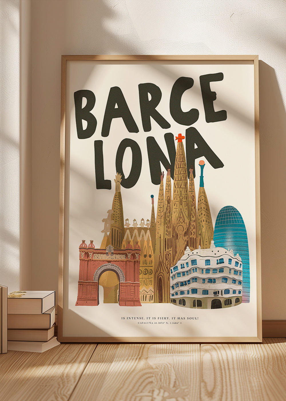 Městské umění Barcelona ilustrace s typografií