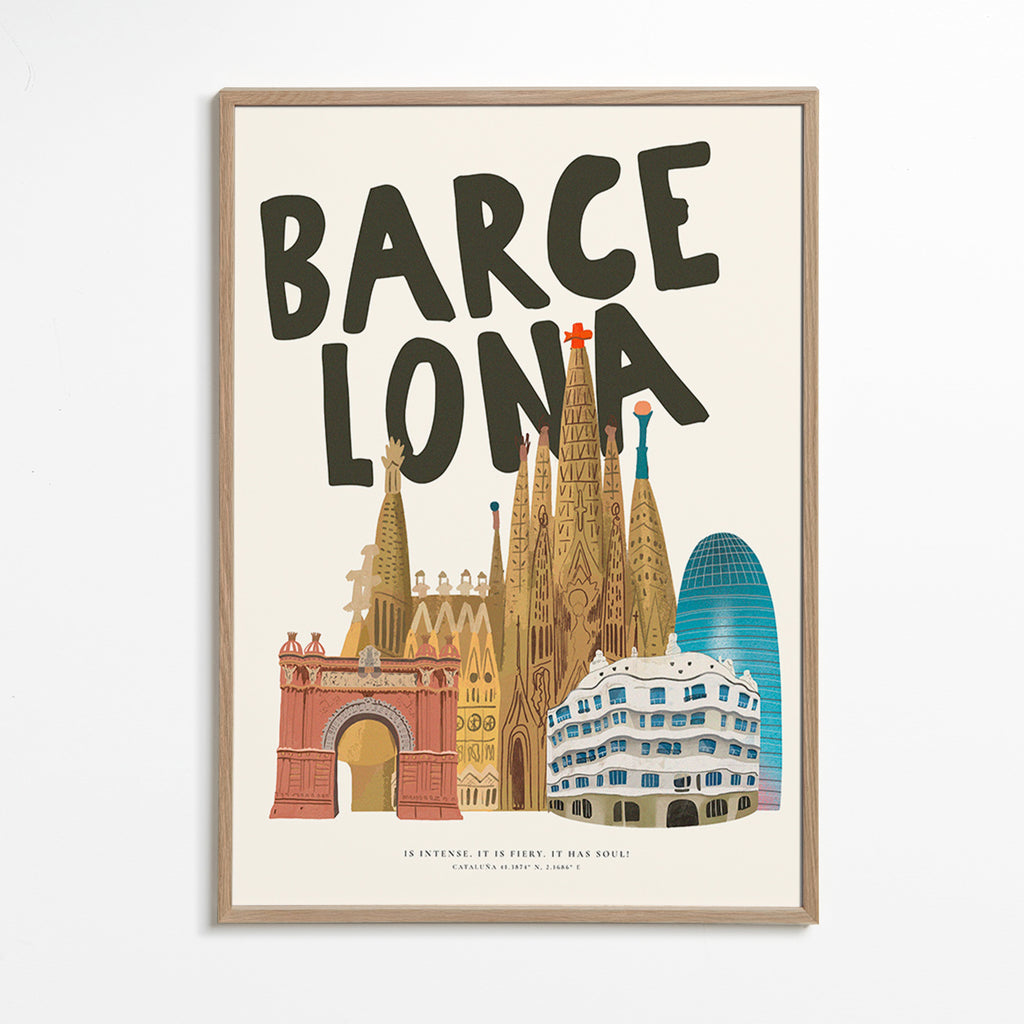 Městské umění Barcelona ilustrace s typografií