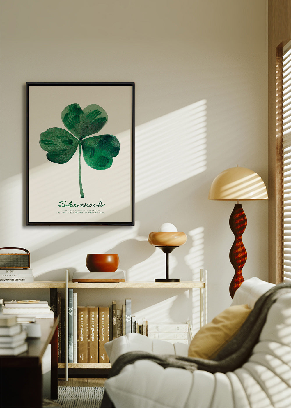 Botanický plakát Shamrock jetel akvarel