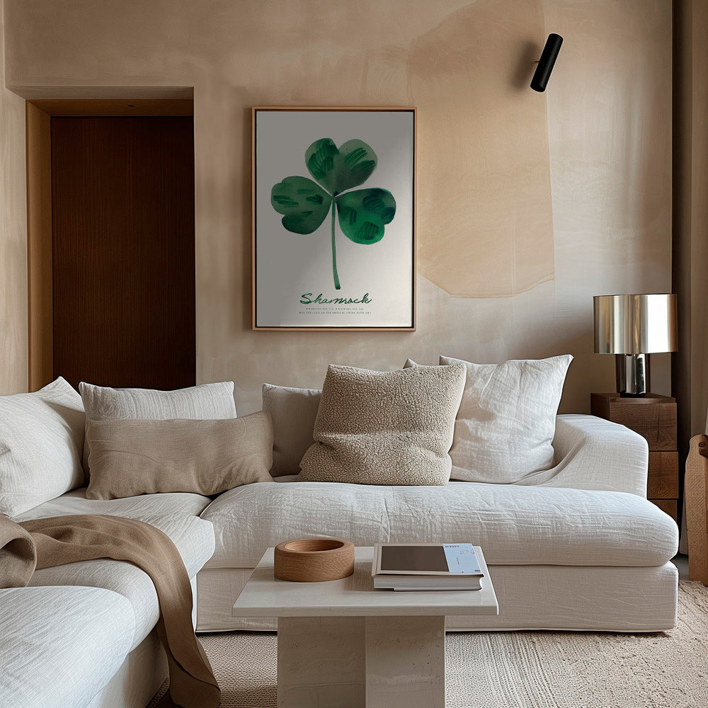 Botanický plakát Shamrock jetel akvarel