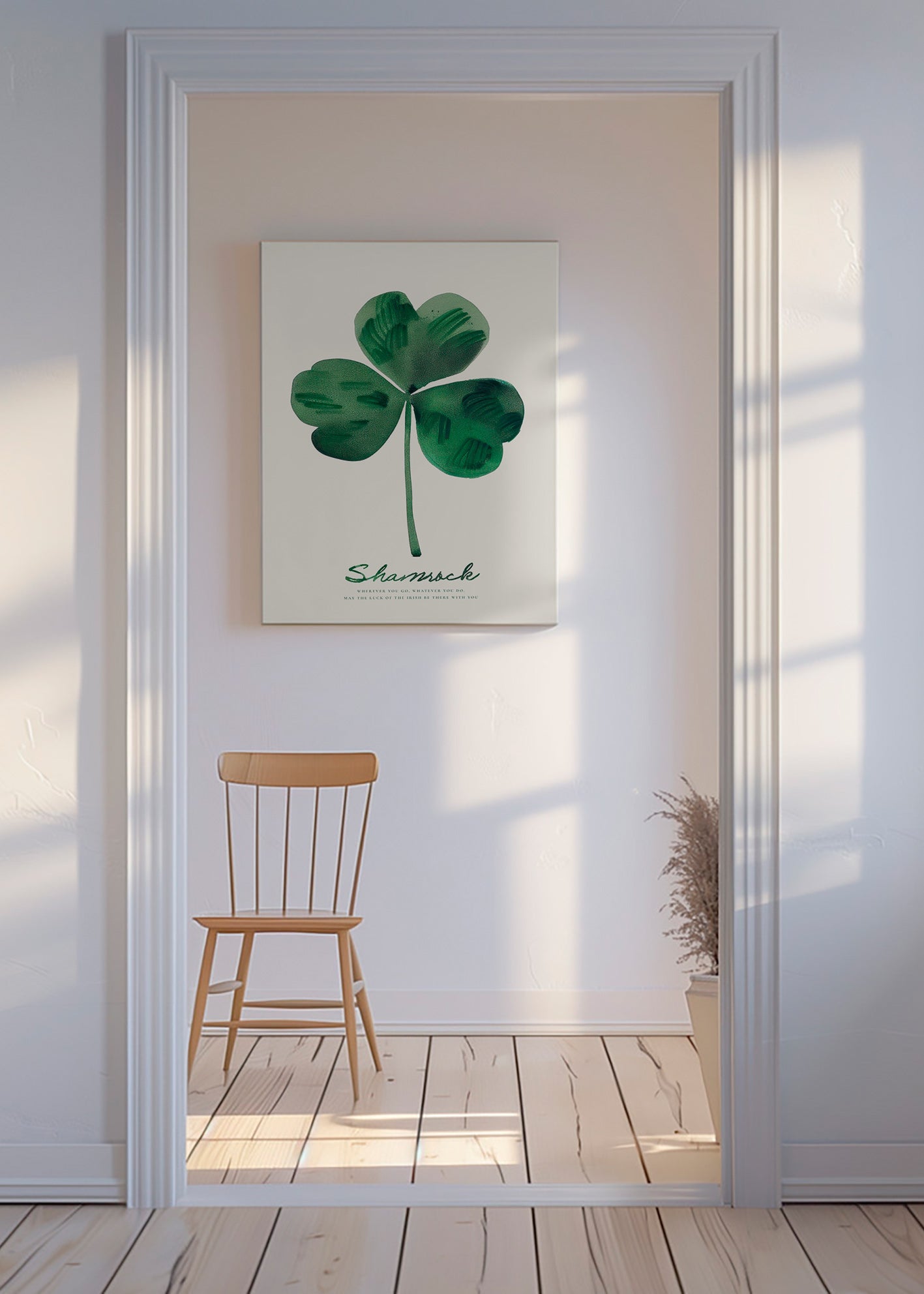 Botanický plakát Shamrock jetel akvarel