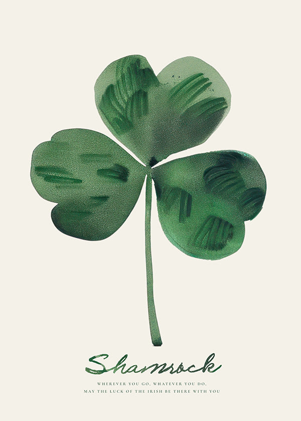 Botanický plakát Shamrock jetel akvarel
