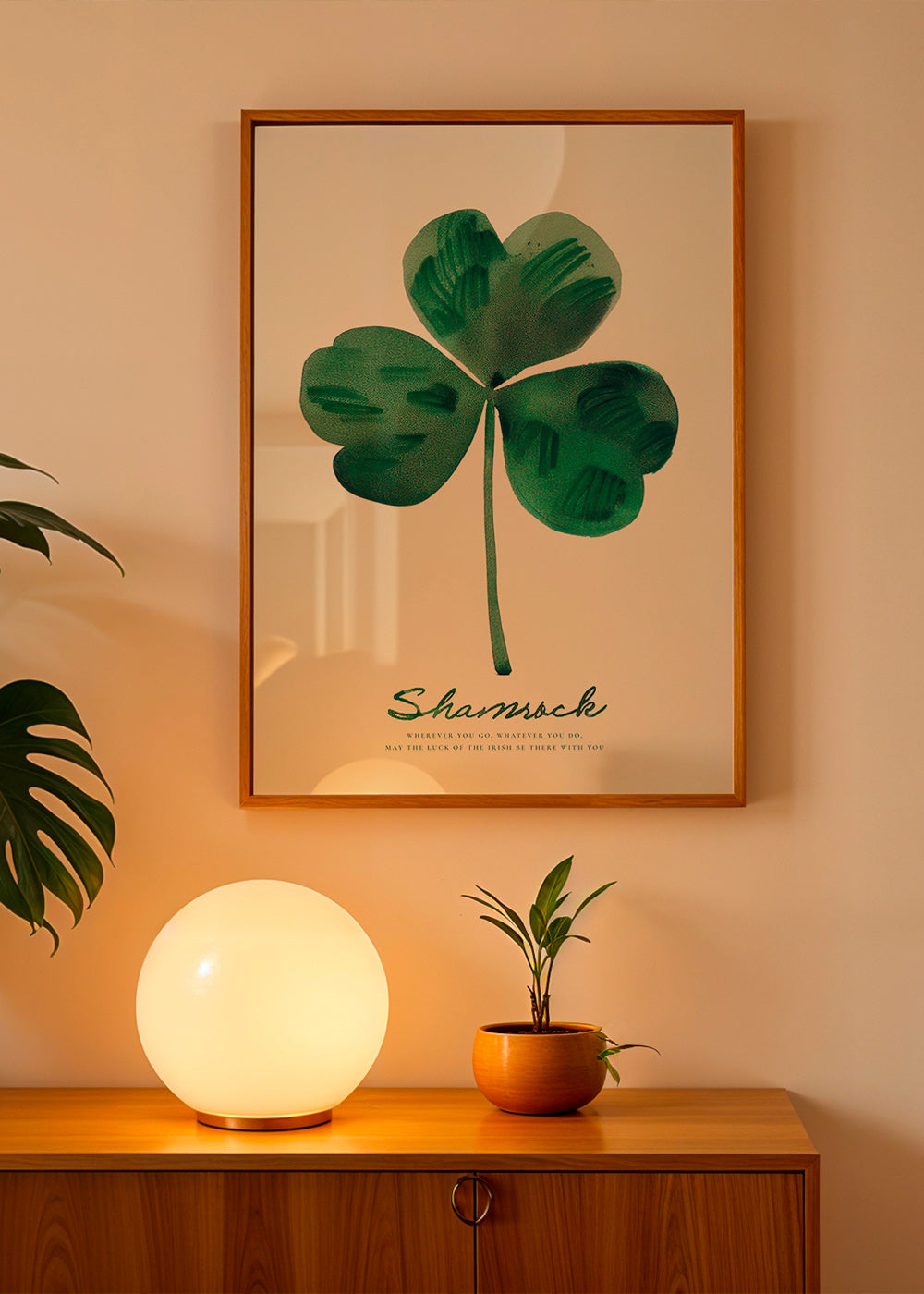 Botanický plakát Shamrock jetel akvarel