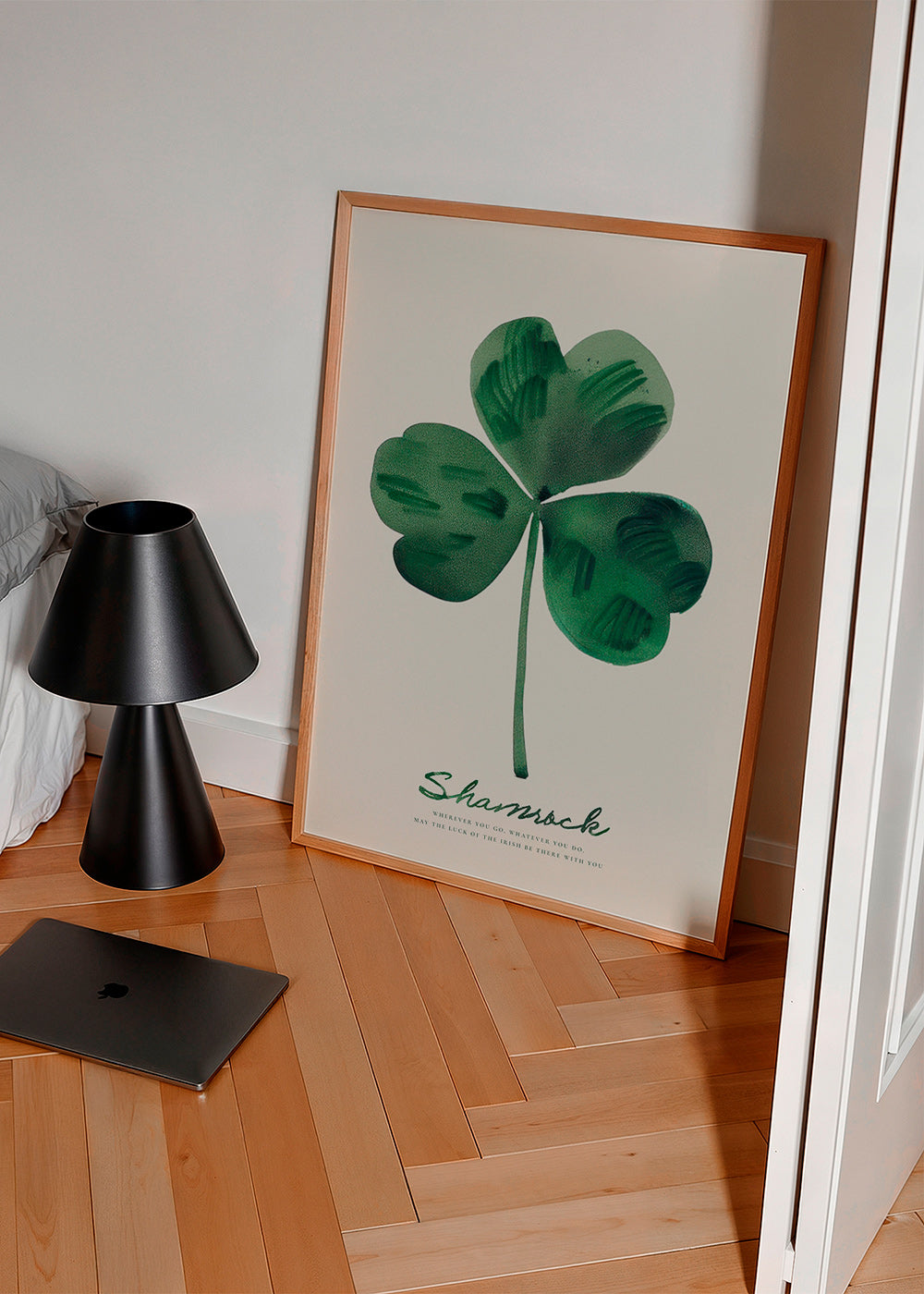 Botanický plakát Shamrock jetel akvarel