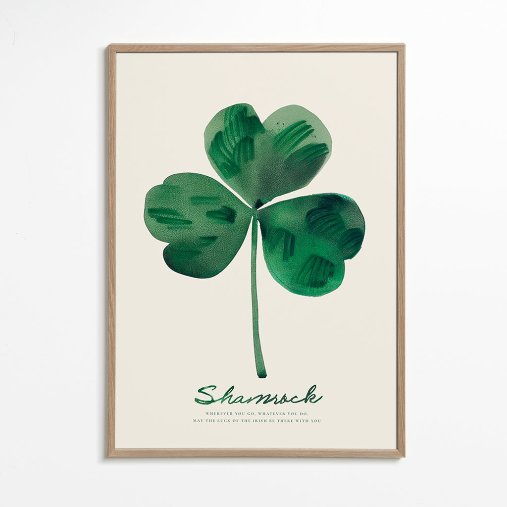Botanický plakát Shamrock jetel akvarel