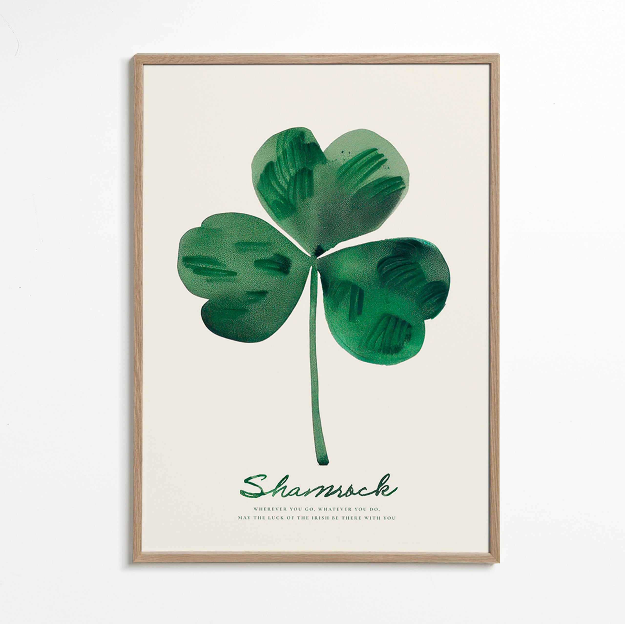 Botanický plakát Shamrock jetel akvarel