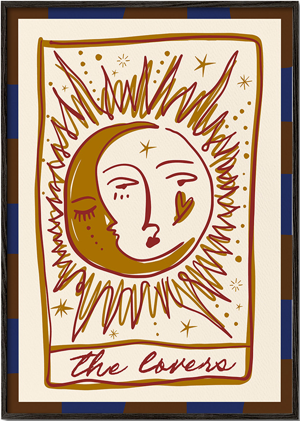 Ilustrace tarotu 'The Lovers' slunce a měsíc