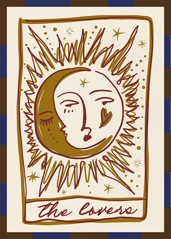 Ilustrace tarotu 'The Lovers' slunce a měsíc