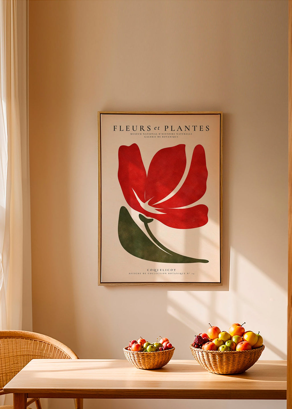 Botanický plakát se stylizovaným červeným mákem