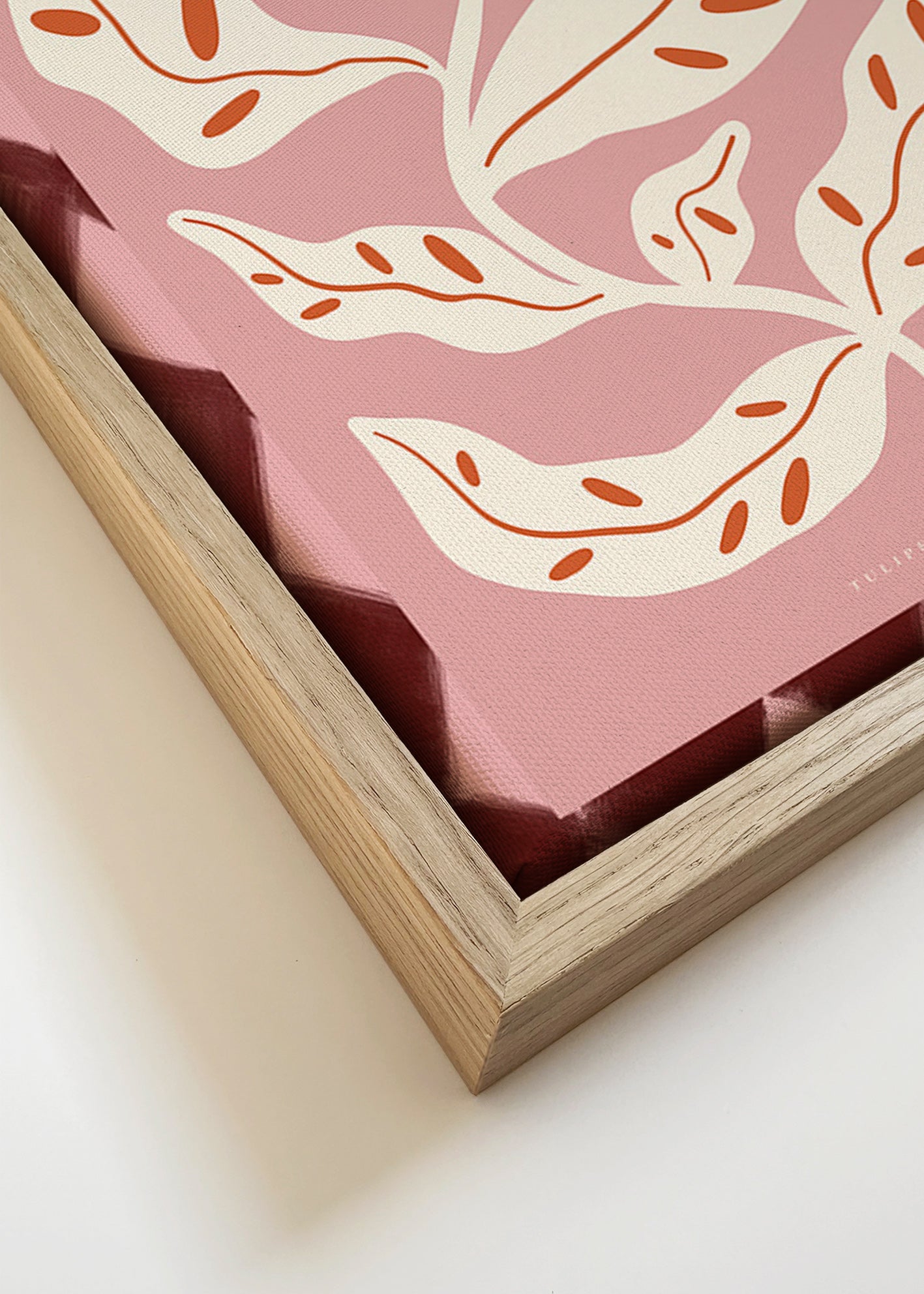 Botanický plakát s stylizovanou růžovou květinou