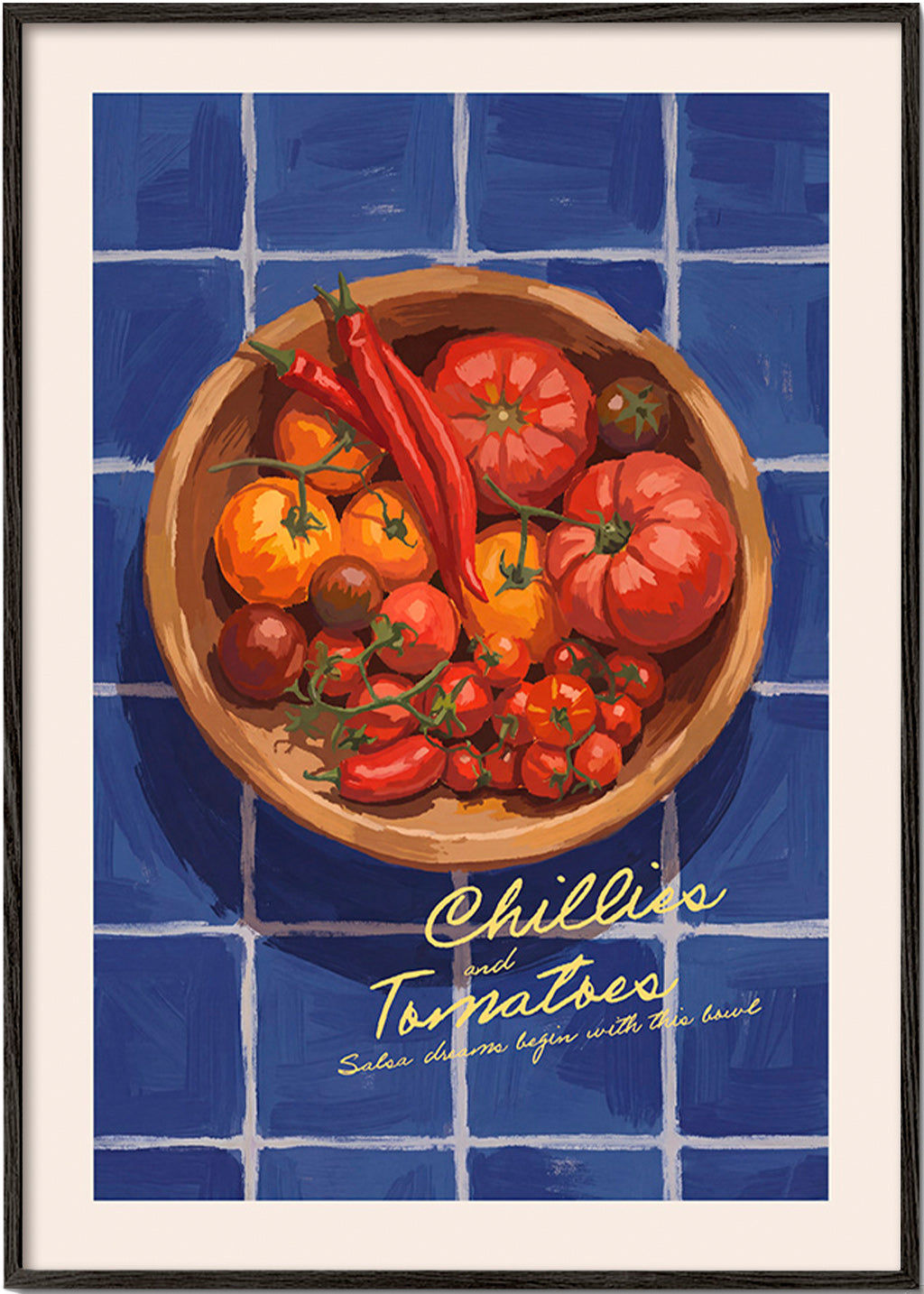 Obraz do kuchyně s ilustrací chilli a rajčat