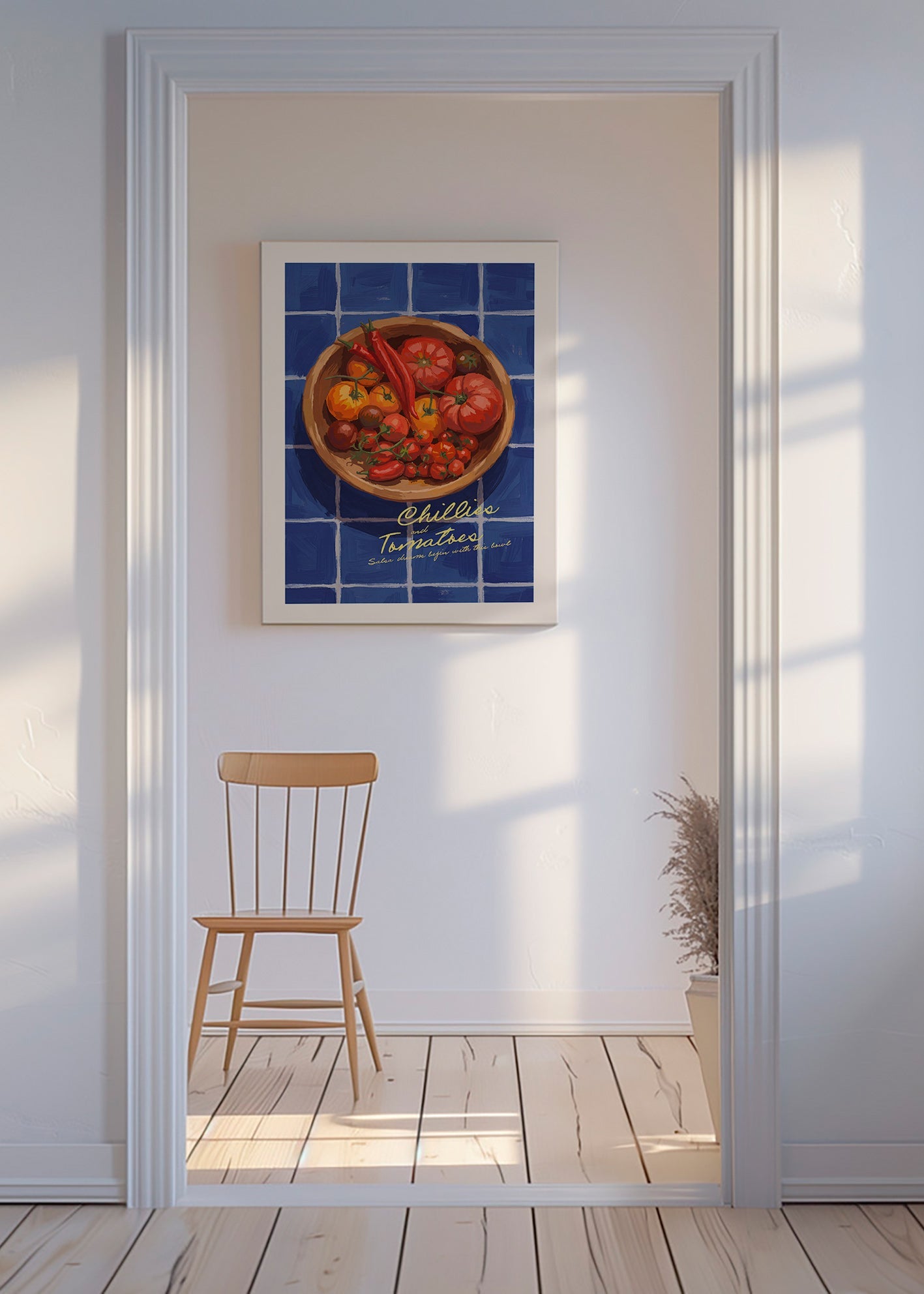 Obraz do kuchyně s ilustrací chilli a rajčat