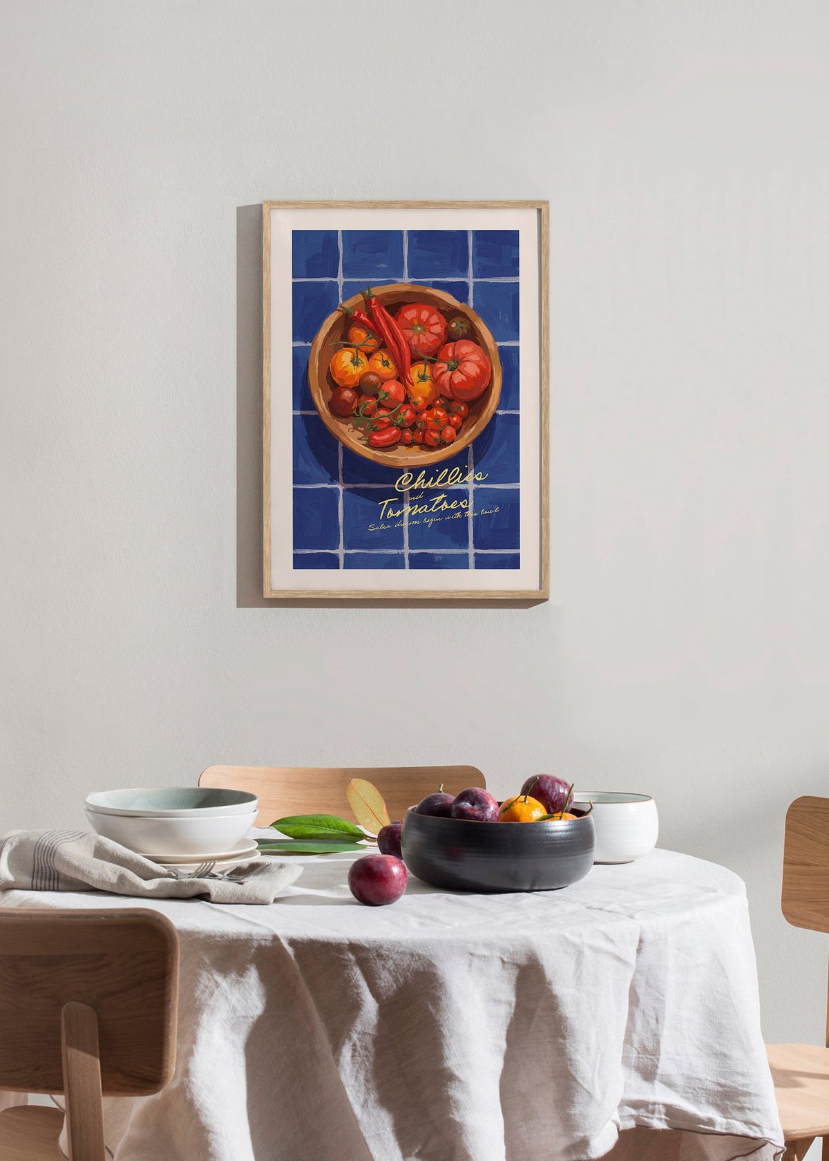 Obraz do kuchyně s ilustrací chilli a rajčat