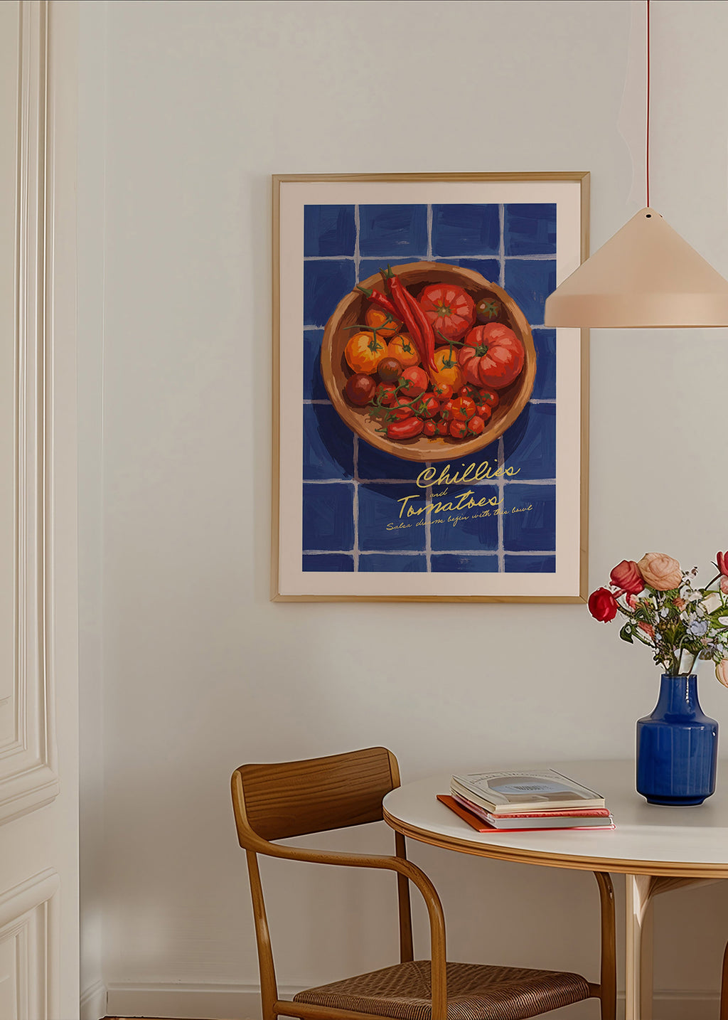 Obraz do kuchyně s ilustrací chilli a rajčat